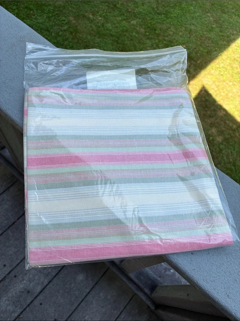 Longaberger 36” Cabana Stripe Fabric Square SMELLS MUSTY